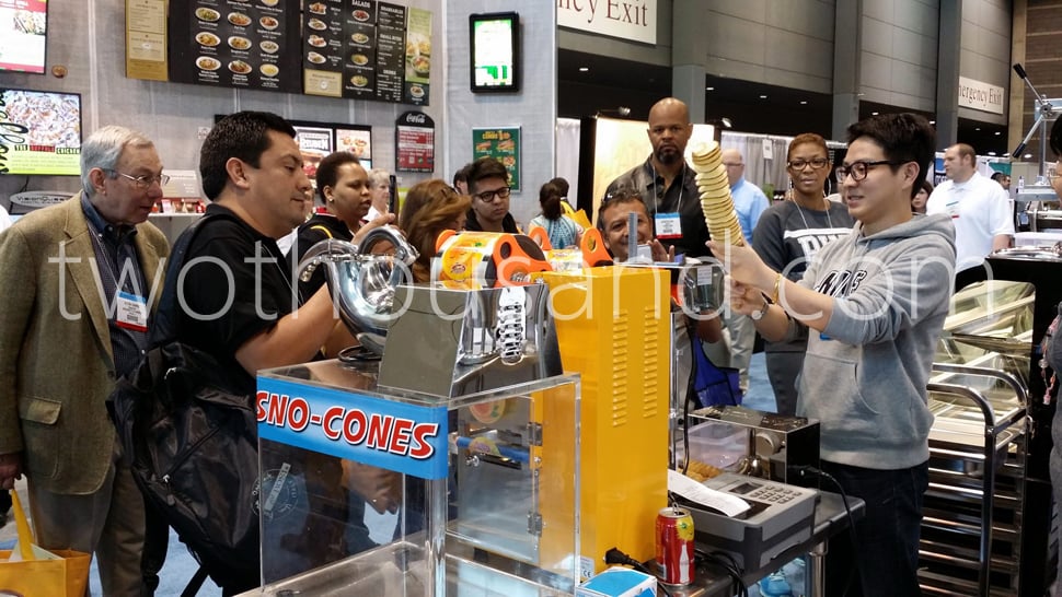 We are Cutting the Potato by Electric Automatic Spiral Potato Cutter - NRA 2014