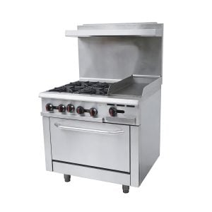 4 Burners ETL Commercial Gas Hot Plate with Oven and Griddle RGR36-G12