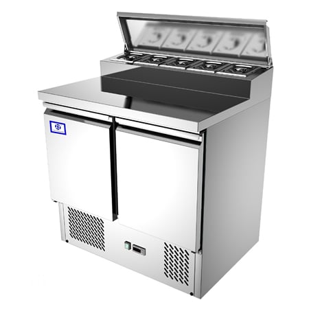 2 Door Mega Top Stainless Steel Salad Prep Refrigerator TT-BC280D-1