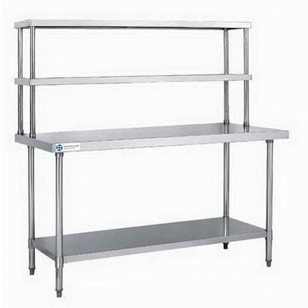 L 2100MM 2 Tiers Stainless Steel Work Table with 2 Overshelf TT BC309E