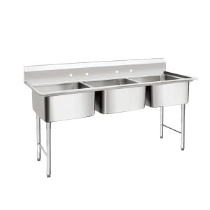 Stainless Steel Hand Wash Basin Sink Restaurant Kitchen Triple Sink Table
