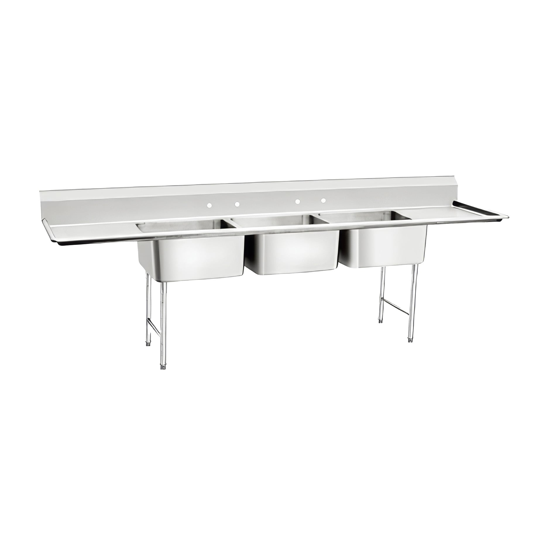 Stainless Steel Restaurant 3 Compartment Food Prep Sink with Drainboard
