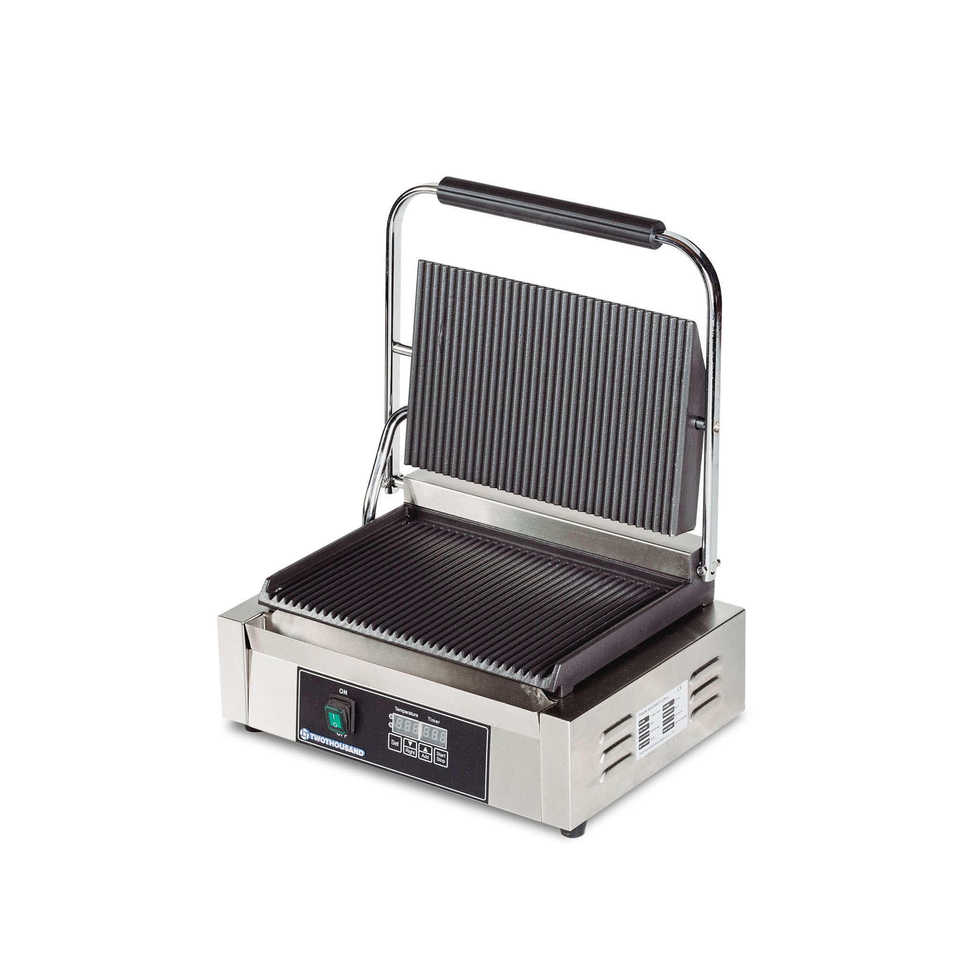Full Grooved Stainless Steel Electric Griddles Panini Contact Grill TT-WE173BD