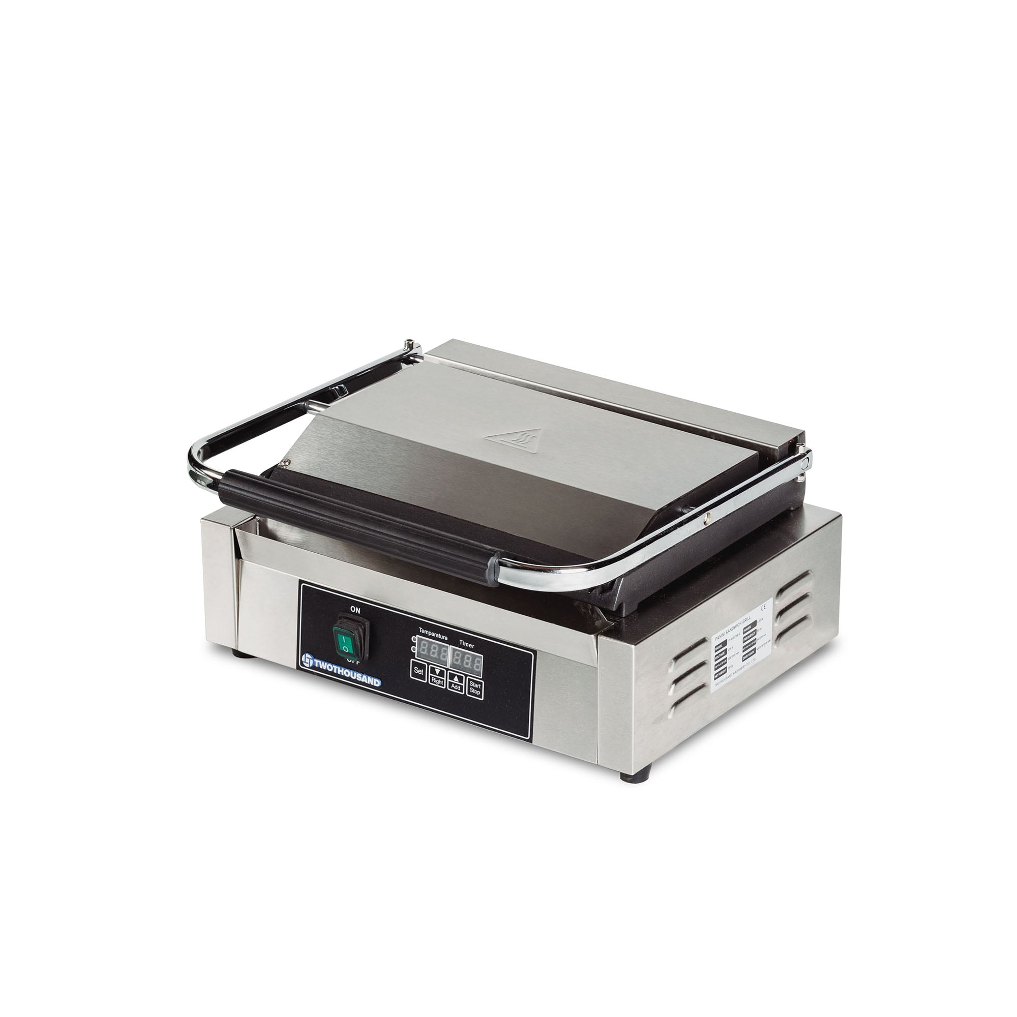 Full Grooved Stainless Steel Electric Griddles Panini Contact Grill TT-WE173BD