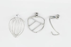 3 Attachments, Egg Beater, Dough Arm, Flat Beater 3 Attachments, Egg Beater, Dough Arm, Flat Beater